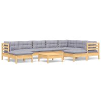 vidaXL 10-tlg. Garten-Lounge-Set mit Grauen Kissen Kiefer...