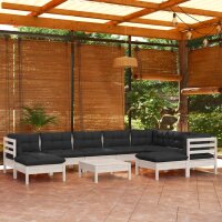 vidaXL 10-tlg. Garten-Lounge-Set mit Kissen Weiß...