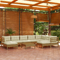 vidaXL 10-tlg. Garten-Lounge-Set mit Kissen Honigbraun...