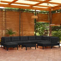 vidaXL 10-tlg. Garten-Lounge-Set mit Kissen Schwarz...