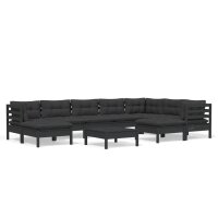 vidaXL 10-tlg. Garten-Lounge-Set mit Kissen Schwarz...