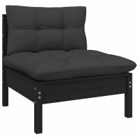 vidaXL 10-tlg. Garten-Lounge-Set mit Kissen Schwarz Kiefer Massivholz