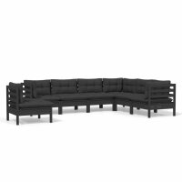 vidaXL 7-tlg. Garten-Lounge-Set mit Kissen Schwarz Kiefer...