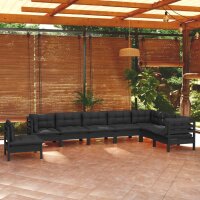 vidaXL 8-tlg. Garten-Lounge-Set mit Kissen Schwarz Massivholz Kiefer