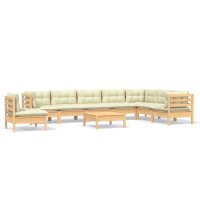 vidaXL 9-tlg. Garten-Lounge-Set mit Creme Kissen Massivholz Kiefer