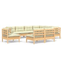 vidaXL 9-tlg. Garten-Lounge-Set mit Creme Kissen Massivholz Kiefer