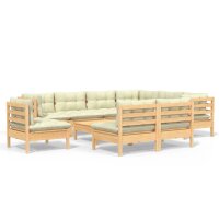 vidaXL 10-tlg. Garten-Lounge-Set mit Creme Kissen Massivholz Kiefer