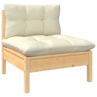 vidaXL 10-tlg. Garten-Lounge-Set mit Creme Kissen Massivholz Kiefer