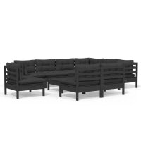 vidaXL 10-tlg. Garten-Lounge-Set mit Kissen Schwarz...