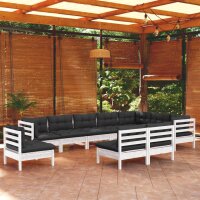 vidaXL 10-tlg. Garten-Lounge-Set mit Kissen Weiß...