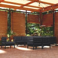 vidaXL 10-tlg. Garten-Lounge-Set mit Kissen Schwarz...