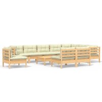 vidaXL 11-tlg. Garten-Lounge-Set mit Creme Kissen...