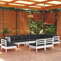 vidaXL 11-tlg. Garten-Lounge-Set mit Kissen Weiß...