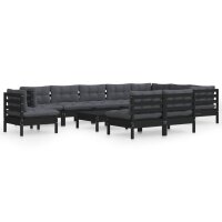 vidaXL 11-tlg. Garten-Lounge-Set mit Kissen Schwarz...