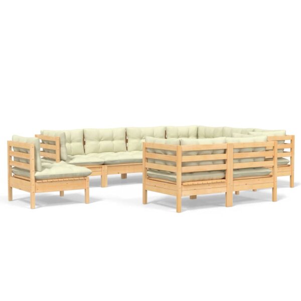 vidaXL 9-tlg. Garten-Lounge-Set mit Creme Kissen Massivholz Kiefer