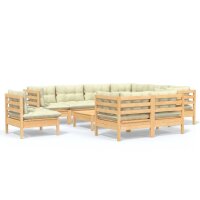 vidaXL 10-tlg. Garten-Lounge-Set mit Creme Kissen...