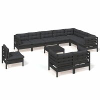 vidaXL 11-tlg. Garten-Lounge-Set mit Kissen Schwarz...