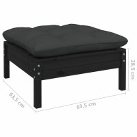 vidaXL 9-tlg. Garten-Lounge-Set mit Kissen Schwarz Massivholz Kiefer