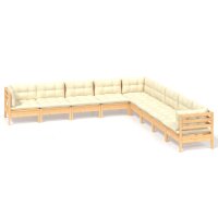 vidaXL 9-tlg. Garten-Lounge-Set mit Creme Kissen Massivholz Kiefer