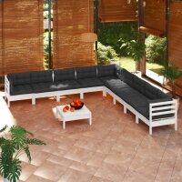 vidaXL 10-tlg. Garten-Lounge-Set mit Kissen Weiß...