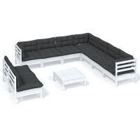 vidaXL 10-tlg. Garten-Lounge-Set mit Kissen Weiß...