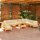 vidaXL 11-tlg. Garten-Lounge-Set mit Creme Kissen Massivholz Kiefer