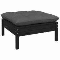 vidaXL 11-tlg. Garten-Lounge-Set mit Kissen Schwarz Massivholz Kiefer