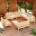 vidaXL 11-tlg. Garten-Lounge-Set mit Creme Kissen Massivholz Kiefer