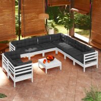 vidaXL 10-tlg. Garten-Lounge-Set mit Kissen Weiß...