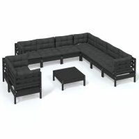 vidaXL 10-tlg. Garten-Lounge-Set mit Kissen Schwarz...