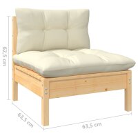 vidaXL 10-tlg. Garten-Lounge-Set mit Creme Kissen Massivholz Kiefer