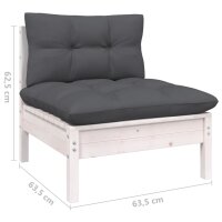 vidaXL 11-tlg. Garten-Lounge-Set mit Kissen Wei&szlig; Massivholz Kiefer