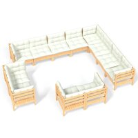 vidaXL 12-tlg. Garten-Lounge-Set mit Creme Kissen...