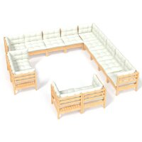 vidaXL 13-tlg. Garten-Lounge-Set mit Creme Kissen...