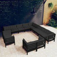 vidaXL 13-tlg. Garten-Lounge-Set mit Kissen Schwarz...