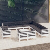 vidaXL 14-tlg. Garten-Lounge-Set mit Kissen Weiß...