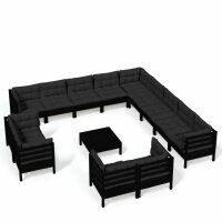 vidaXL 14-tlg. Garten-Lounge-Set mit Kissen Schwarz...