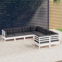 vidaXL 8-tlg. Garten-Lounge-Set mit Kissen Wei&szlig; Massivholz Kiefer