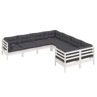 vidaXL 8-tlg. Garten-Lounge-Set mit Kissen Wei&szlig; Massivholz Kiefer