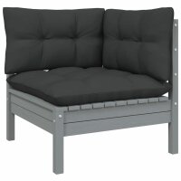 vidaXL 8-tlg. Garten-Lounge-Set mit Kissen Grau Massivholz Kiefer