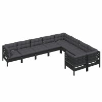 vidaXL 9-tlg. Garten-Lounge-Set mit Kissen Schwarz Kiefernholz