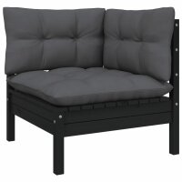 vidaXL 9-tlg. Garten-Lounge-Set mit Kissen Schwarz Kiefernholz