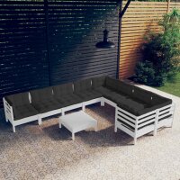 vidaXL 10-tlg. Garten-Lounge-Set mit Kissen Weiß...