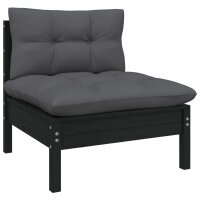 vidaXL 10-tlg. Garten-Lounge-Set mit Kissen Schwarz Kiefernholz