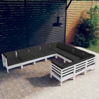 vidaXL 10-tlg. Garten-Lounge-Set mit Kissen Weiß...