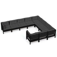 vidaXL 10-tlg. Garten-Lounge-Set mit Kissen Schwarz...