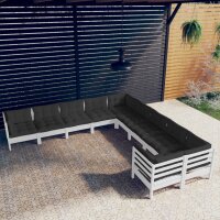 vidaXL 10-tlg. Garten-Lounge-Set mit Kissen Weiß...