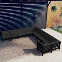 vidaXL 10-tlg. Garten-Lounge-Set mit Kissen Schwarz...