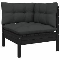 vidaXL 10-tlg. Garten-Lounge-Set mit Kissen Schwarz Kiefernholz