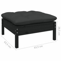 vidaXL 11-tlg. Garten-Lounge-Set mit Kissen Schwarz Kiefernholz